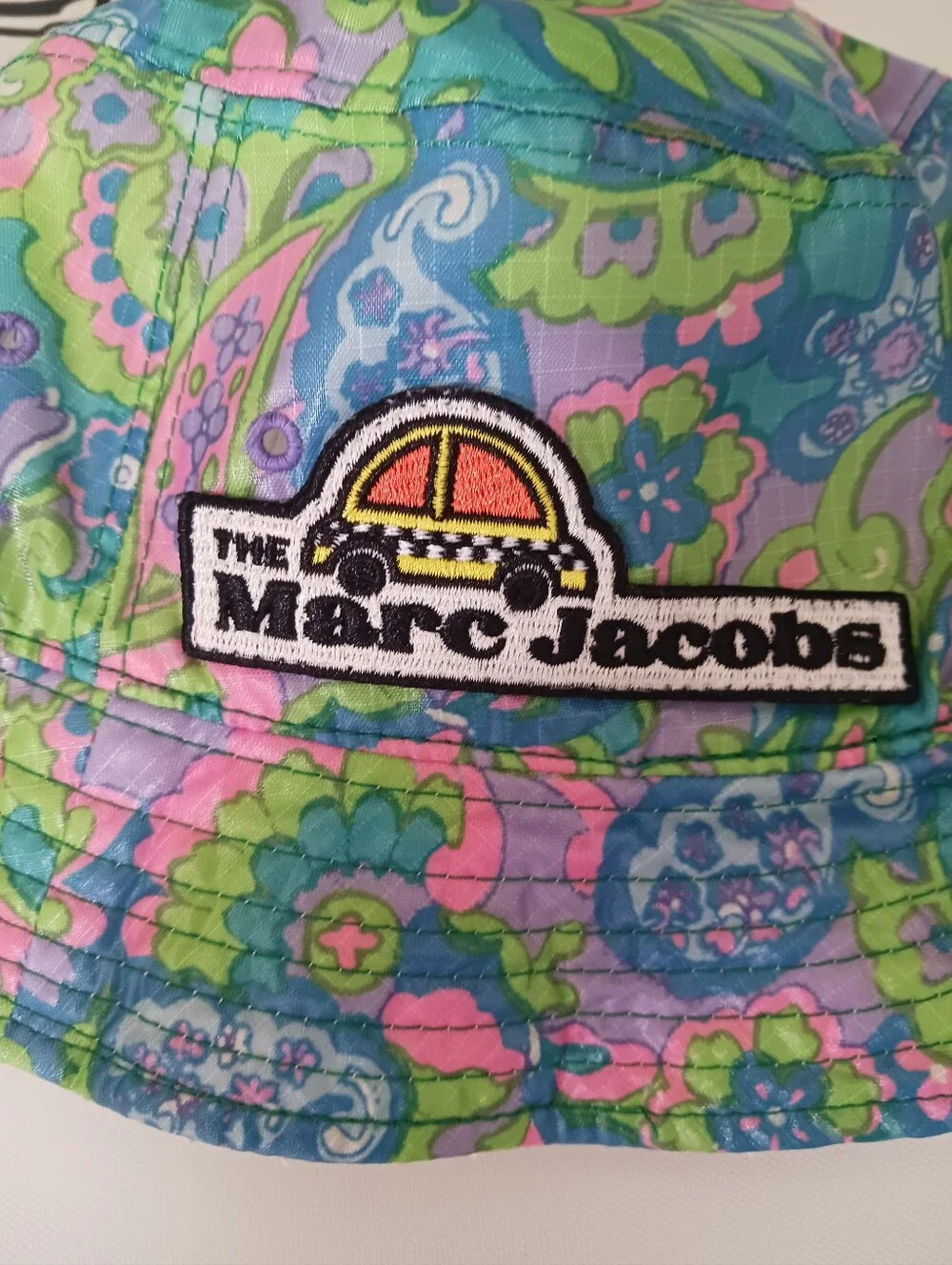 Vintage Marc Jacobs Bucket Hat, One Size, Floral Nylon, and White Terry Cotton